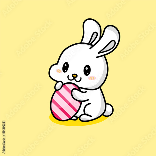 easter bunny character with egg for eaters day illustration 