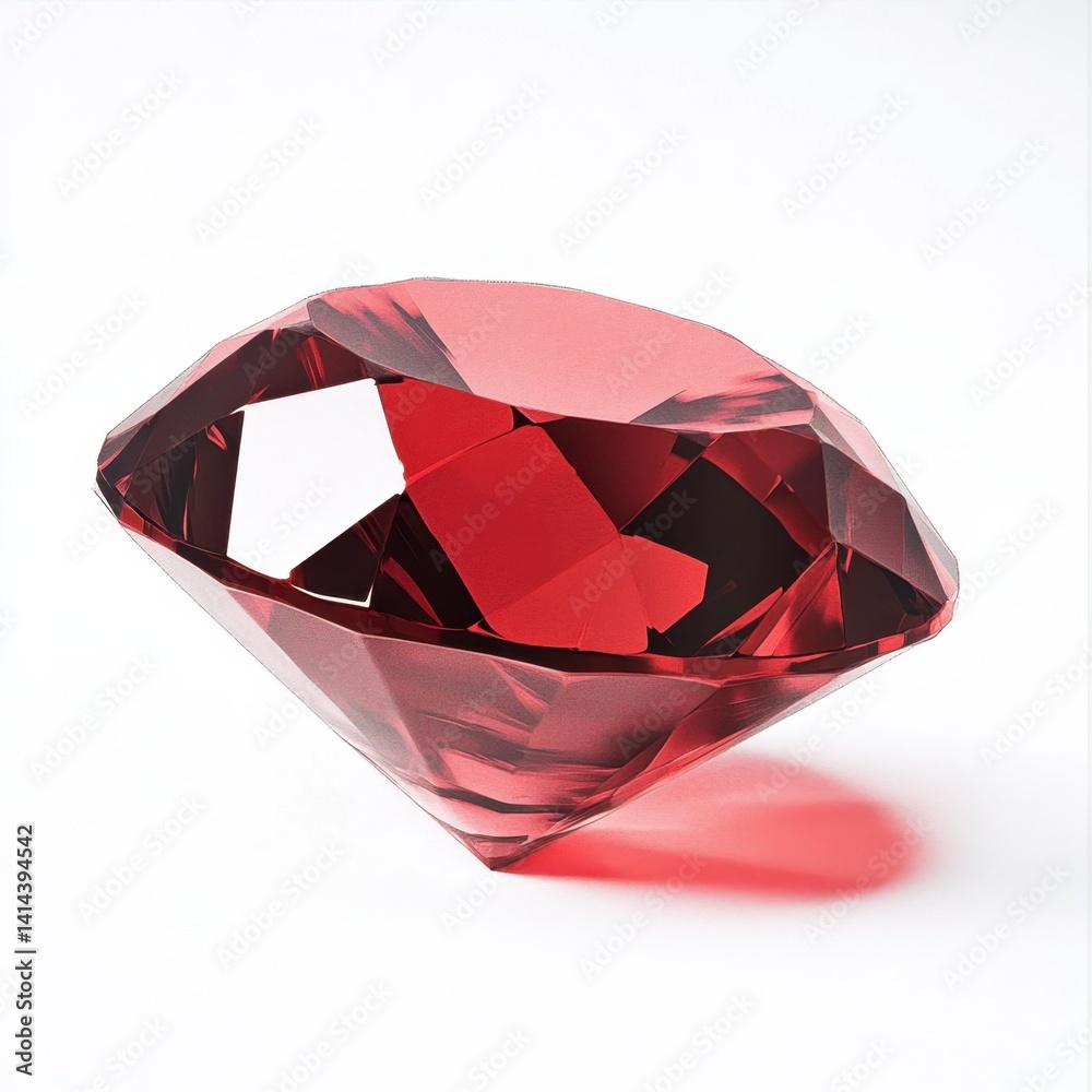 Brilliant Red Gemstone with Facets Reflecting Light and Color Brilliant Red Gemstone with Facets Reflecting Light and Color