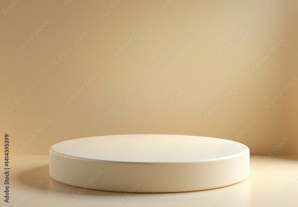 Minimalist Display Platform Set Against Soft Beige Background Minimalist Display Platform Set Against Soft Beige Background