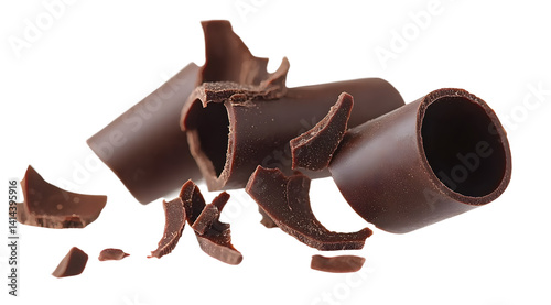 Delicious chocolate curls creating an appealing culinary scene
