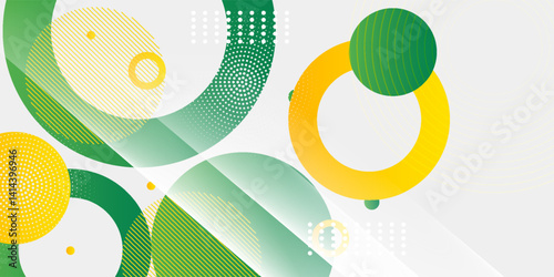 Green and yellow circle banner background. Vector abstract graphic design banner pattern background template.