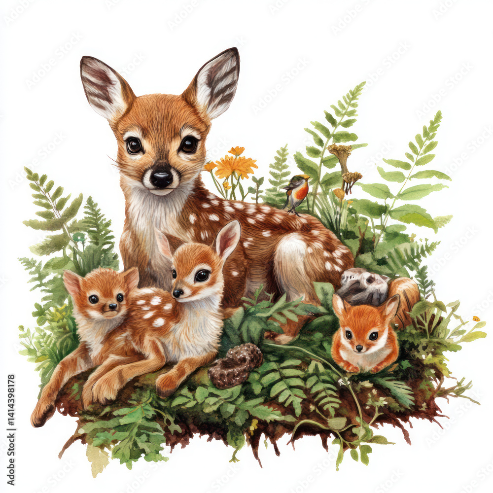 Fototapeta premium red deer with plant