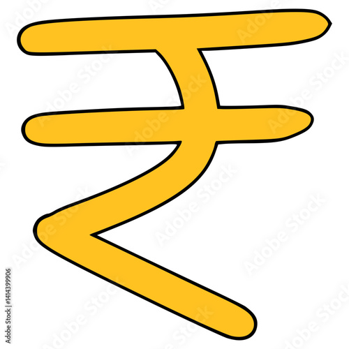 rupee icon illustration hand drawn isolated vector