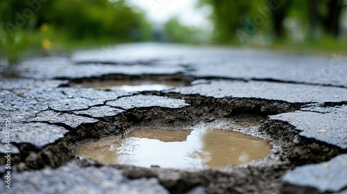 Old asphalt with potholes â€“ a background of worn asphalt with large potholes to create an effect of neglect. 