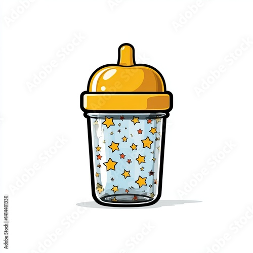 Baby item Cute baby sippy cup with a star pattern, perfect for toddlers and early nutrition.
