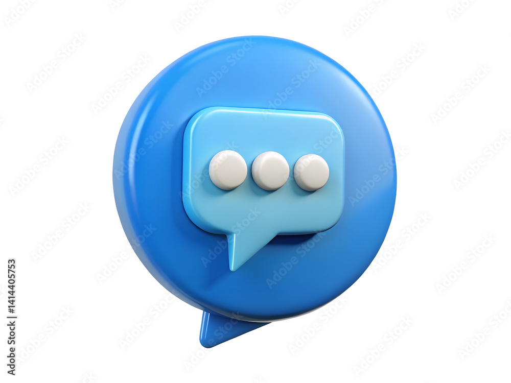 Fototapeta premium 3D Blue Message Notification Icon, 3D Illustration, 3D Rendering, 3D Icon