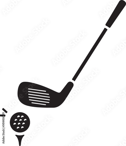 Golf solid icon. Golf ball and putter glyph style pictogram on beige background. Sport signs mobile concept web design. Vector graphics