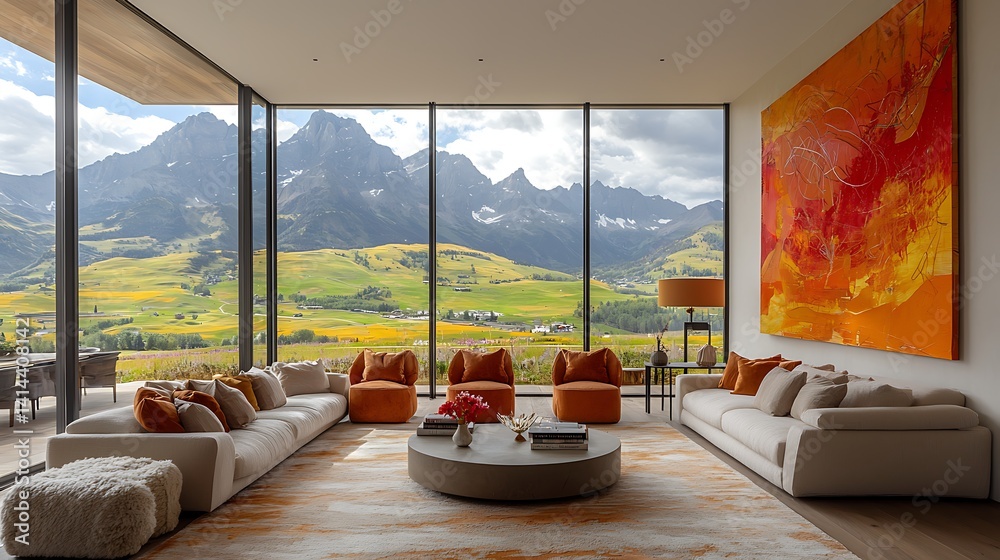 Fototapeta premium Modern Mountain Home Living Room