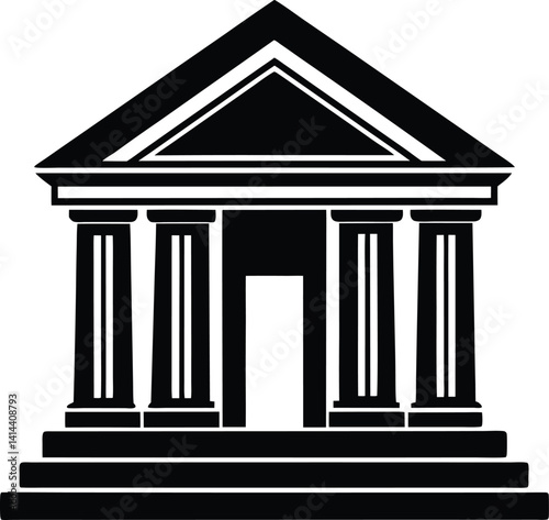 Bank Building Silhouette Black Vector   Vector Art Financial Institution Icon for Print  Cut Files   Digital Use