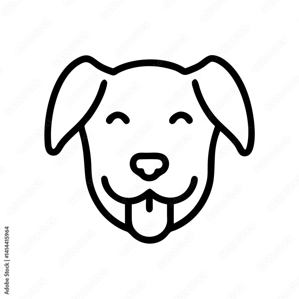 Smiling dog icon with a happy expression on a simple background Smiling dog icon with a happy expression on a simple background