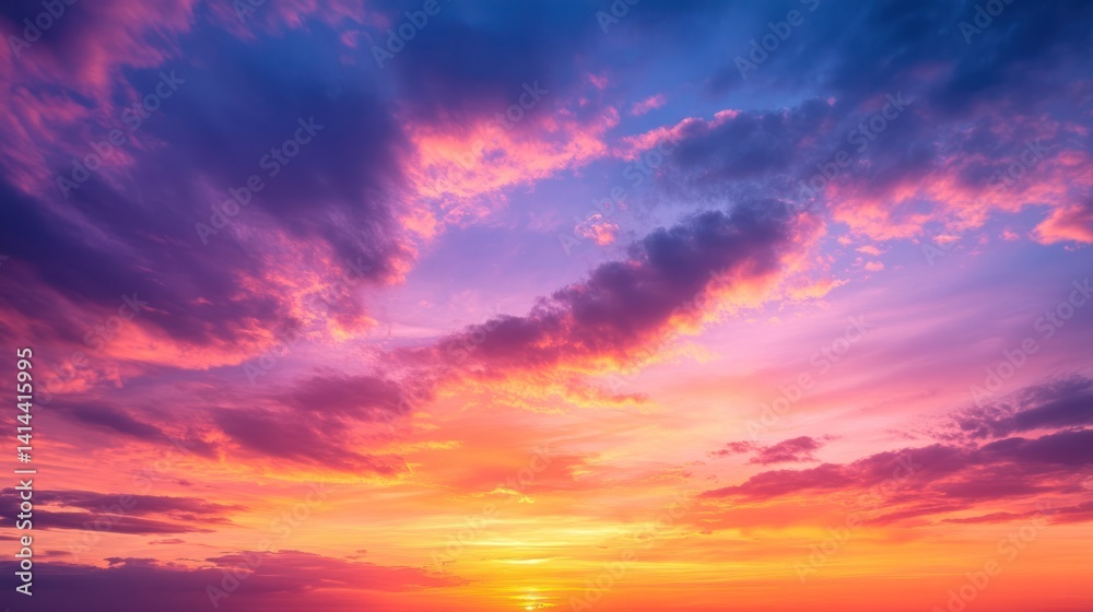 Obraz premium Vibrant Sunset Hues: A Canvas of Colorful Clouds