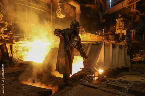 Employee Operating at Zaporizhstal Iron and Steel Works Production Facility