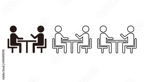 打ち合わせや相談を行う二人の人物のピクトグラム