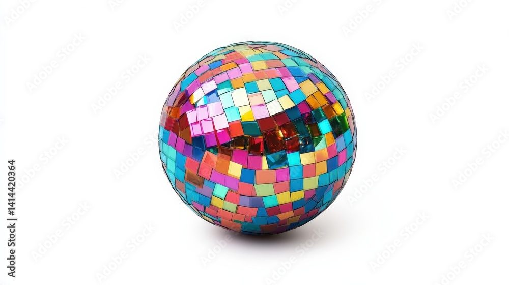 Obraz premium Colorful Disco Ball with Mosaic Pattern for Festive Atmosphere