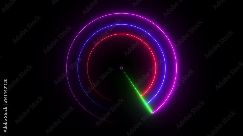 technology glowing neon radar animation.neon circle radar animated sign symbol on black background. technology glowing neon radar animation.neon circle radar animated sign symbol on black background.