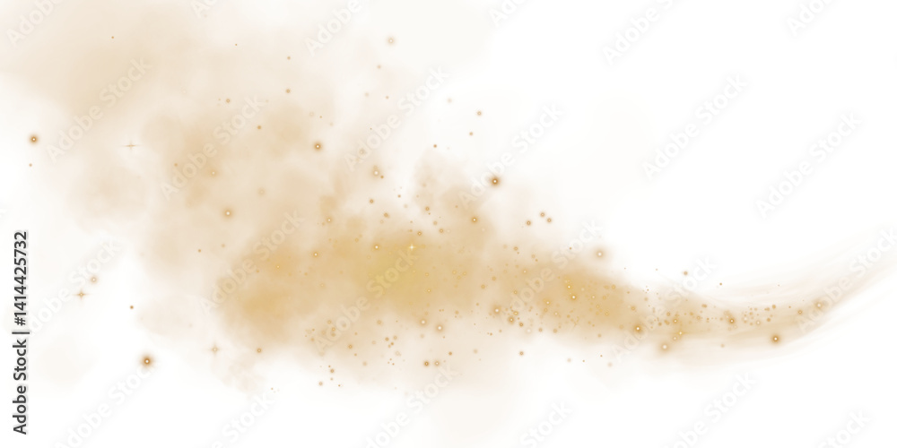 Magic golden smoke with glitter and small particles of twinkling stars. Fog with luminous particles. Yellow vapor with stardust. PNG. Magic golden smoke with glitter and small particles of twinkling stars. Fog with luminous particles. Yellow vapor with stardust. PNG.