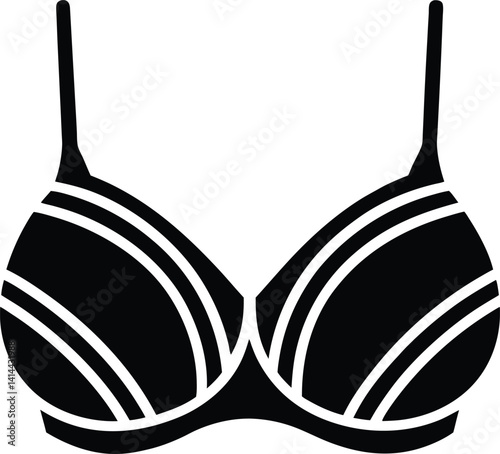 Bra Silhouette Black Vector | Lingerie Icon for Print, Cut Files, and Digital Use