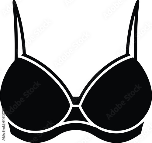 Bra Silhouette Black Vector | Lingerie Icon for Print, Cut Files, and Digital Use