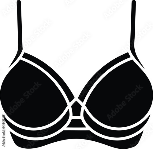 Bra Silhouette Black Vector | Lingerie Icon for Print, Cut Files, and Digital Use