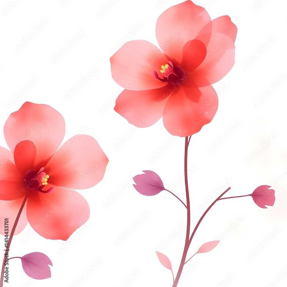 Fototapeta premium White background with soft orange color flowers