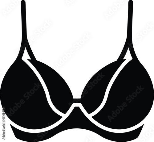Bra Silhouette Black Vector | Lingerie Icon for Print, Cut Files, and Digital Use