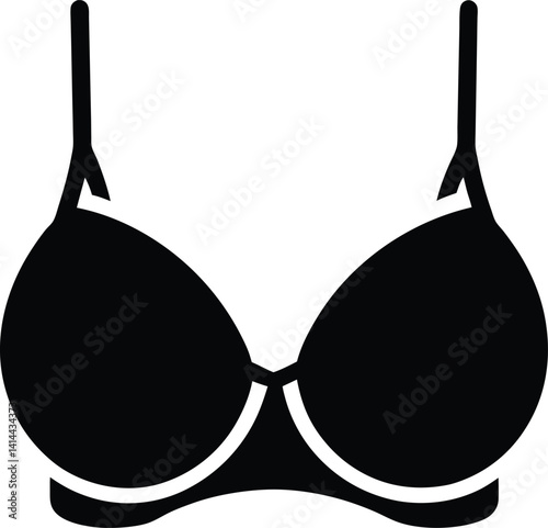Bra Silhouette Black Vector | Lingerie Icon for Print, Cut Files, and Digital Use