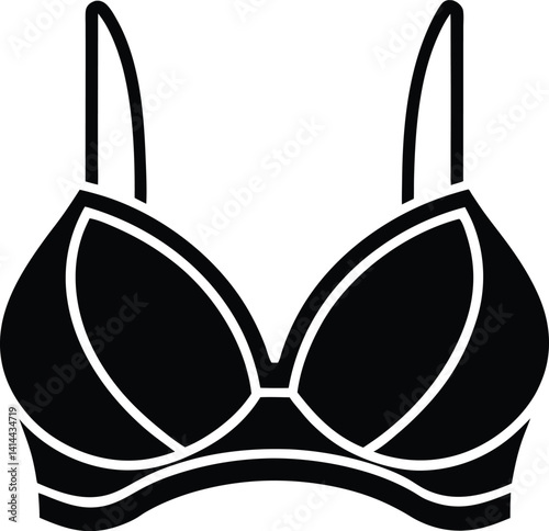 Bra Silhouette Black Vector | Lingerie Icon for Print, Cut Files, and Digital Use