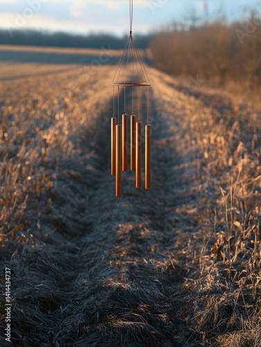Rural wind chimes under the sunshine