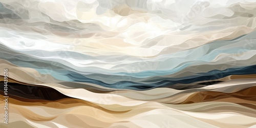 Wallpaper Mural Abstract landscape with flowing colors and soft textures in earth tones and blues Torontodigital.ca