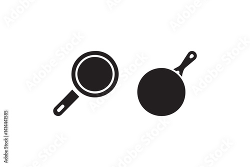 Frypan vector silhouette isolated in white background 