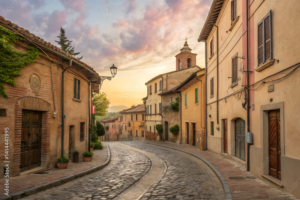 Naklejka premium Charming Italian Village Street