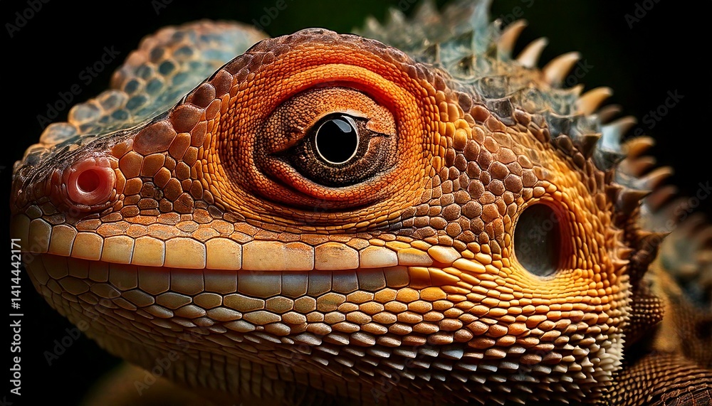 Macro shot of a lizard’s textured face Macro shot of a lizard’s textured face