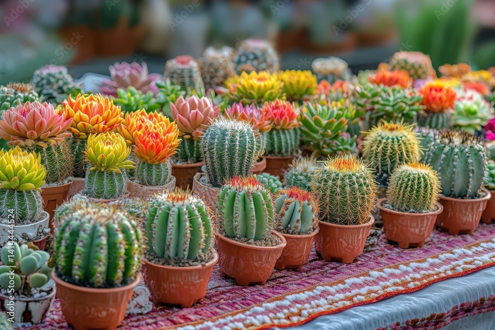 Fototapeta premium Close-up of a Cactus with Spikes and Sunlight. Beautiful simple AI generated image