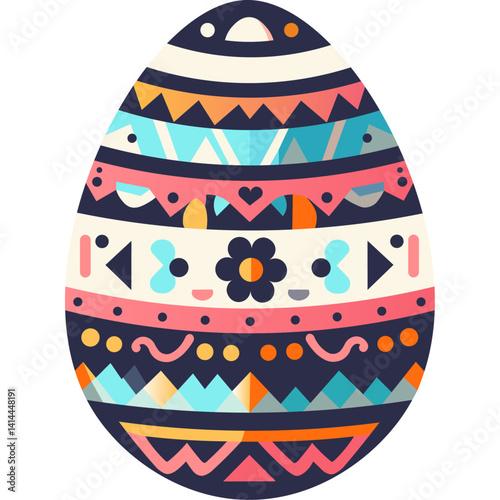 happy easter egg with a Mexican style decorations and patterns editable vector illustration