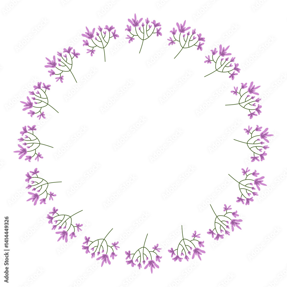 Floral wreath vector illustration. A delicate purple flower frame perfect for invitations, greeting cards, posters, and various creative projects. Floral wreath vector illustration. A delicate purple flower frame perfect for invitations, greeting cards, posters, and various creative projects.
