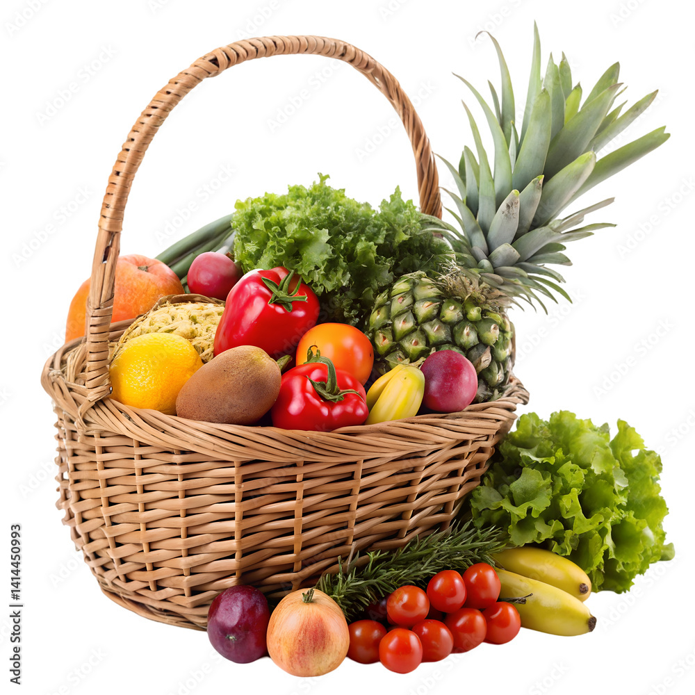 custom made wallpaper toronto digitalFruit basket and vegetables vibrant produce design element with isolated transparent background