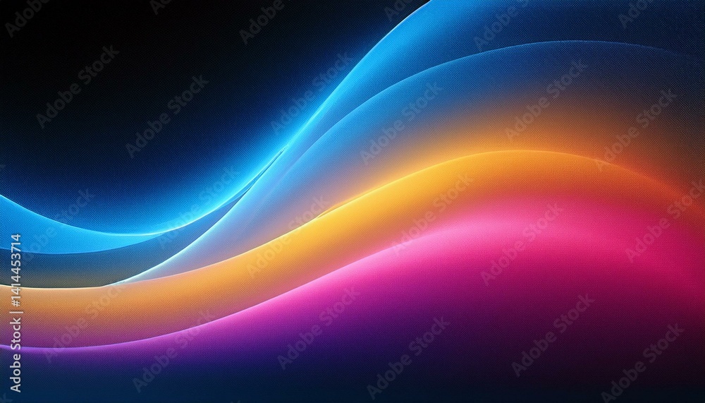 Obraz premium grainy, gradient, background, blue, pink, yellow, abstract, glowing, color, wave, black, dark, backdrop, texture, blurred, smooth, vibrant, colorful, modern, design, light, space, artistic, digital, i