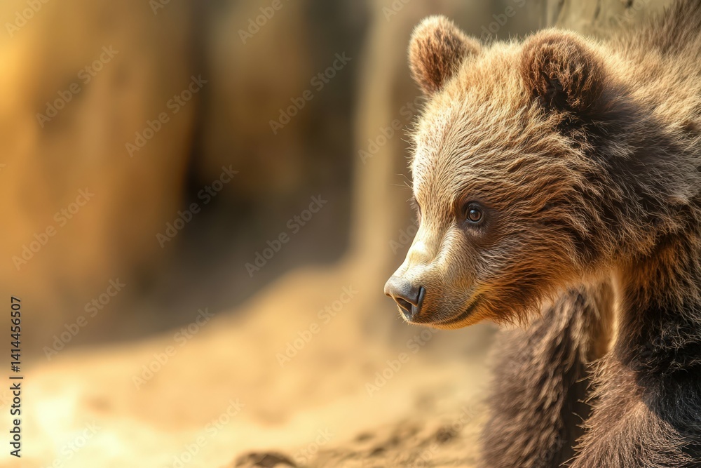 Fototapeta premium Brown bear close-up.. Beautiful simple AI generated image