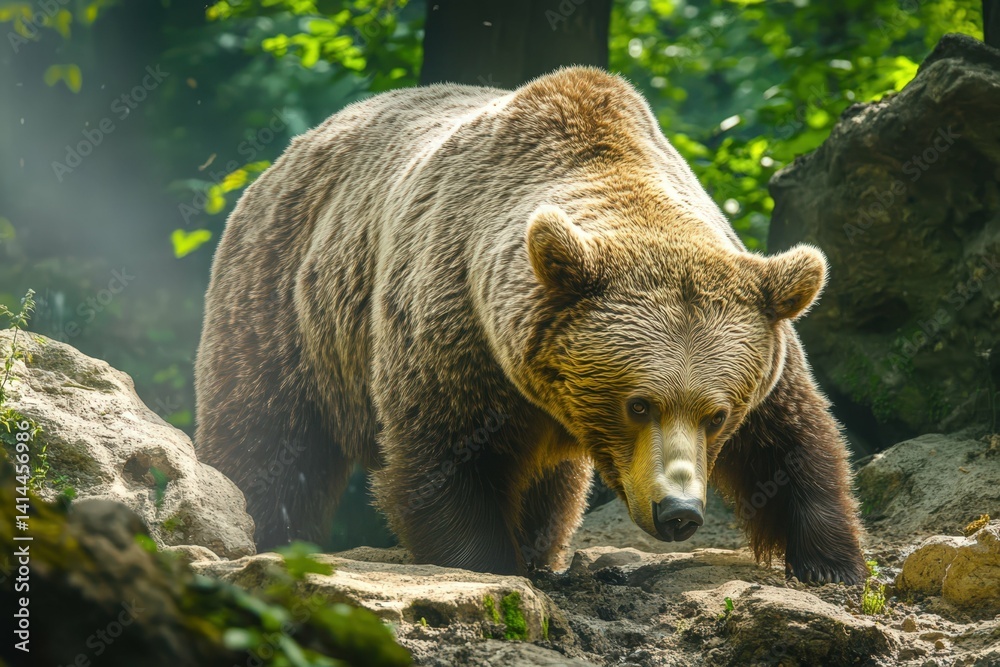 Fototapeta premium Brown bear close-up.. Beautiful simple AI generated image
