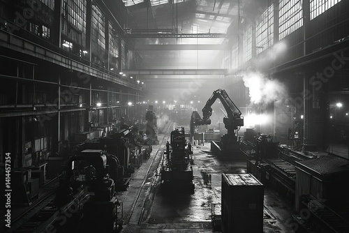 A Wide View Inside A Dark And Industrial Factory