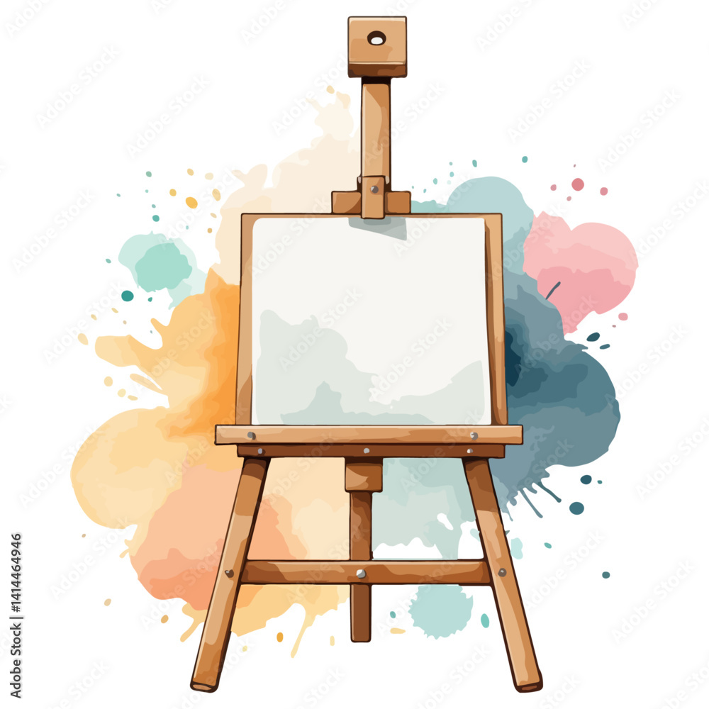 wooden easel with blank canvas, vector