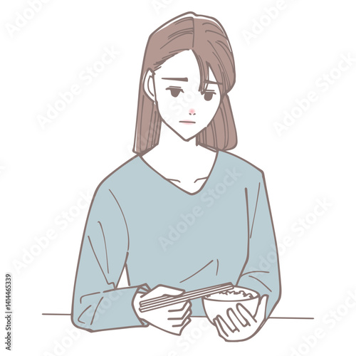 食欲がない女性のイラスト