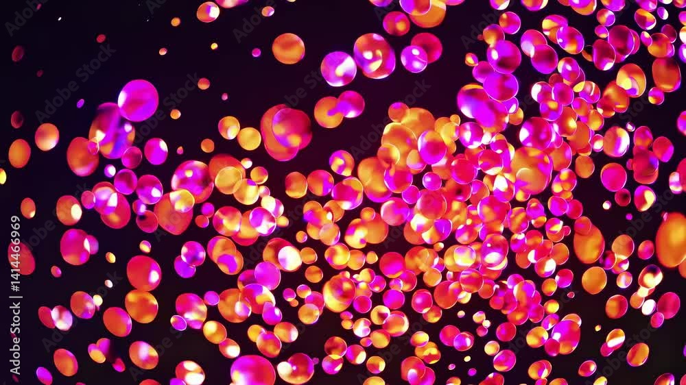 Vibrant pink and purple bokeh light particles floating in magical atmosphere