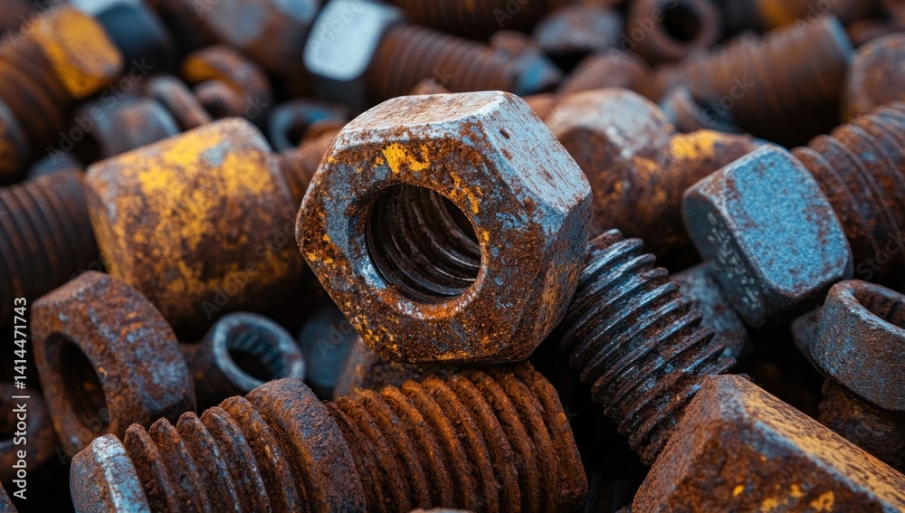 Rusty Metal Pile: A Close-Up of Corroded Bolts and Nuts Rusty Metal Pile: A Close-Up of Corroded Bolts and Nuts