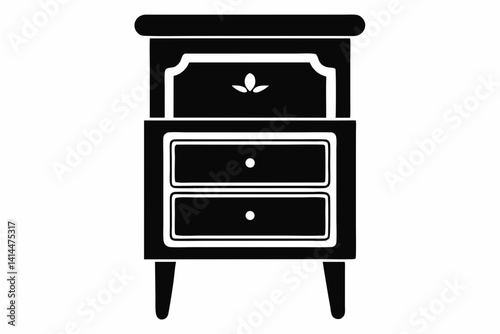 Bedside Table Silhouette Vector Illustration