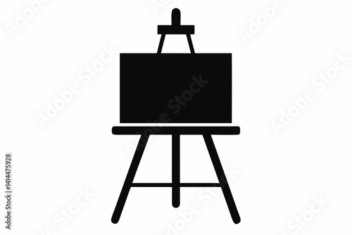 Easel With Canvas Silhouette Vector Clipart
