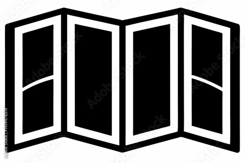 Folding Screen Divider Silhouette Vector