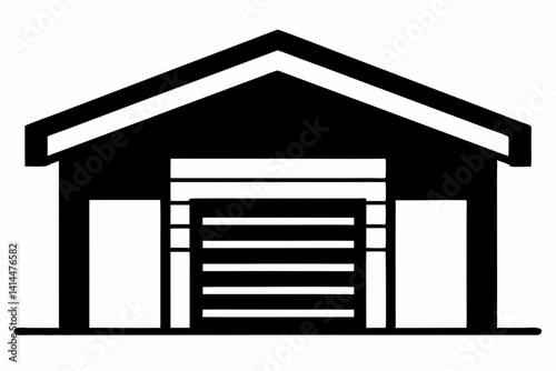 Garage Door Silhouette Vector Illustration