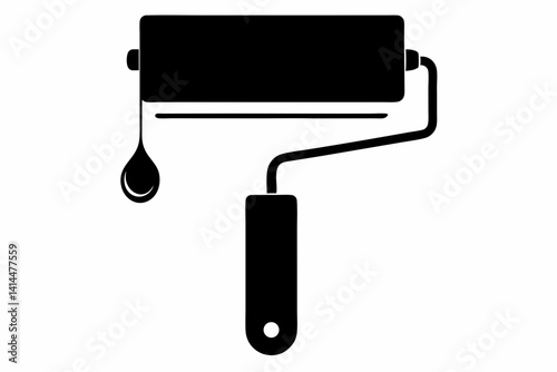 paint roller silhouette vector illustration black
