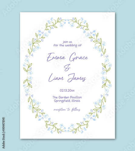 Whimsical Floral Frame for Modern Wedding Party Invitation